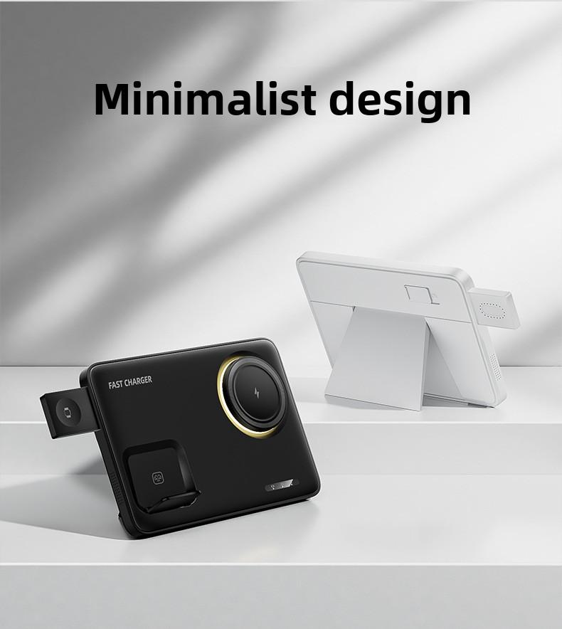 New foldable magnetic three-in-one wireless fast charger suitable for Apple phone stand wireless charging