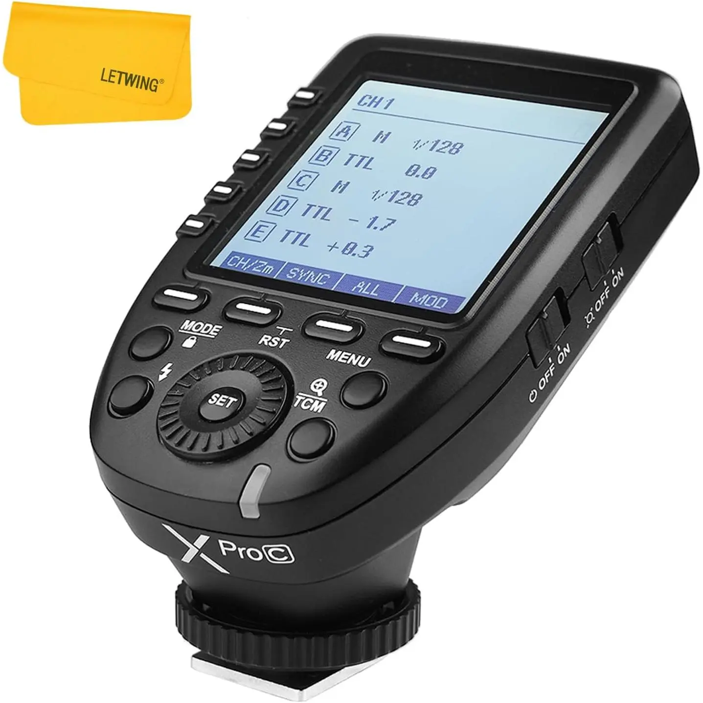 XPro-C TTL  Flash Trigger for  Camera, 2.4G X  System, HSS 1/8000s Large Screen Slanted Design, 5 Dedicated Group Buttons, 11 Customizable Functions