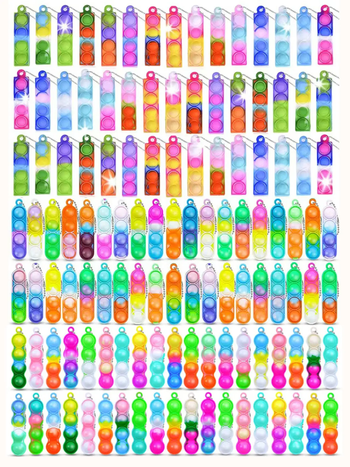 12pcs Mini Pop It Keychain, Random Color Fidget Bubble Toy, Kids Party Favors, Classroom Rewards, Stress Relief Pendant, Keychain Cute, Keychain Series