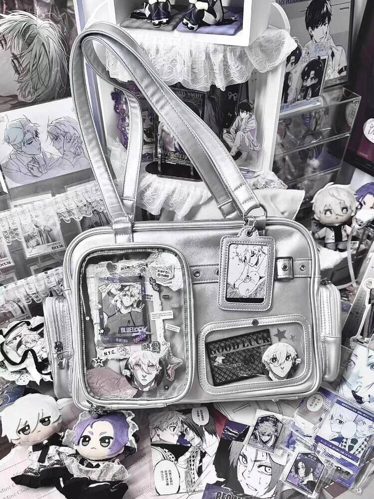 Y2K New Cute Ita Bag Concert Large Capacity Backpack Lolita Girl Transparent Shoulder Bag DIY Badge Display Casual Crossbody Bag