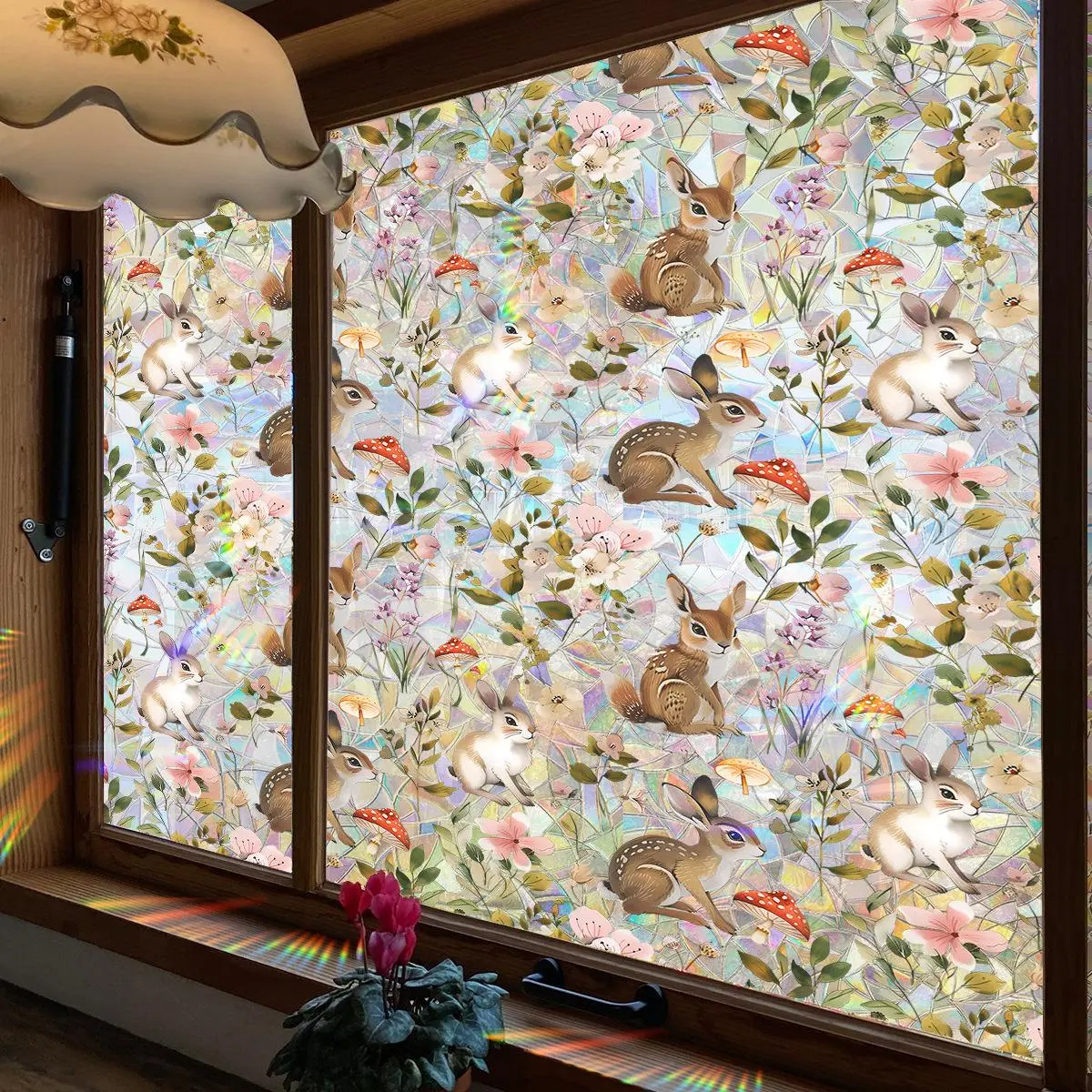 Daisy Pattern Window Privacy Film, 3D Decals Window Clings for Glass Windows, Removable Window Decal, Static Cling Window Sticker, Suncatcher Window Cover for Home Decor, Ornaments