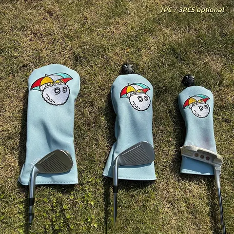 PU Golf Club Head Covers, Golf Putter Umbrella Fisherman Pattern Series, Dust-Proof & Durable Wood Hybrid Design, Unisex for Golf Clubs, Golf Item