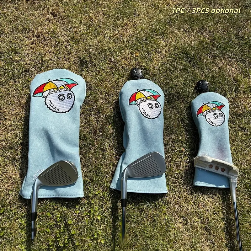 PU Golf Club Head Covers, Golf Putter Umbrella Fisherman Pattern Series, Dust-Proof & Durable Wood Hybrid Design, Unisex for Golf Clubs, Golf Item