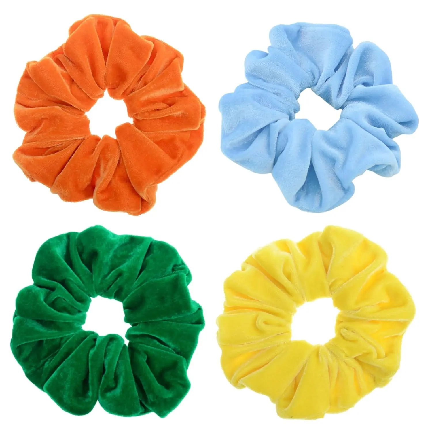 4 Pack Large  Scrunchies for Women, Hair Scrunchies for Thick Long Hair No  Hair Ties for Women & Girls (Orange Blue Yellow Green)