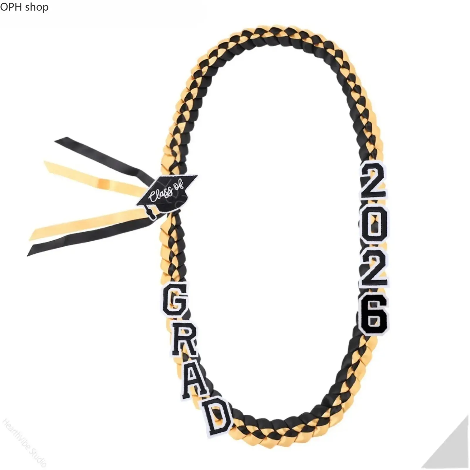 Unisex Class of 2026 Graduation Ribbon Lei - Hand-Woven Blue Braided Money Lei with GRAD Letters, Graduation Cap Charm, Adjustable Safety Pin Money Holder for Ceremony, Gift, Polyester, One Size