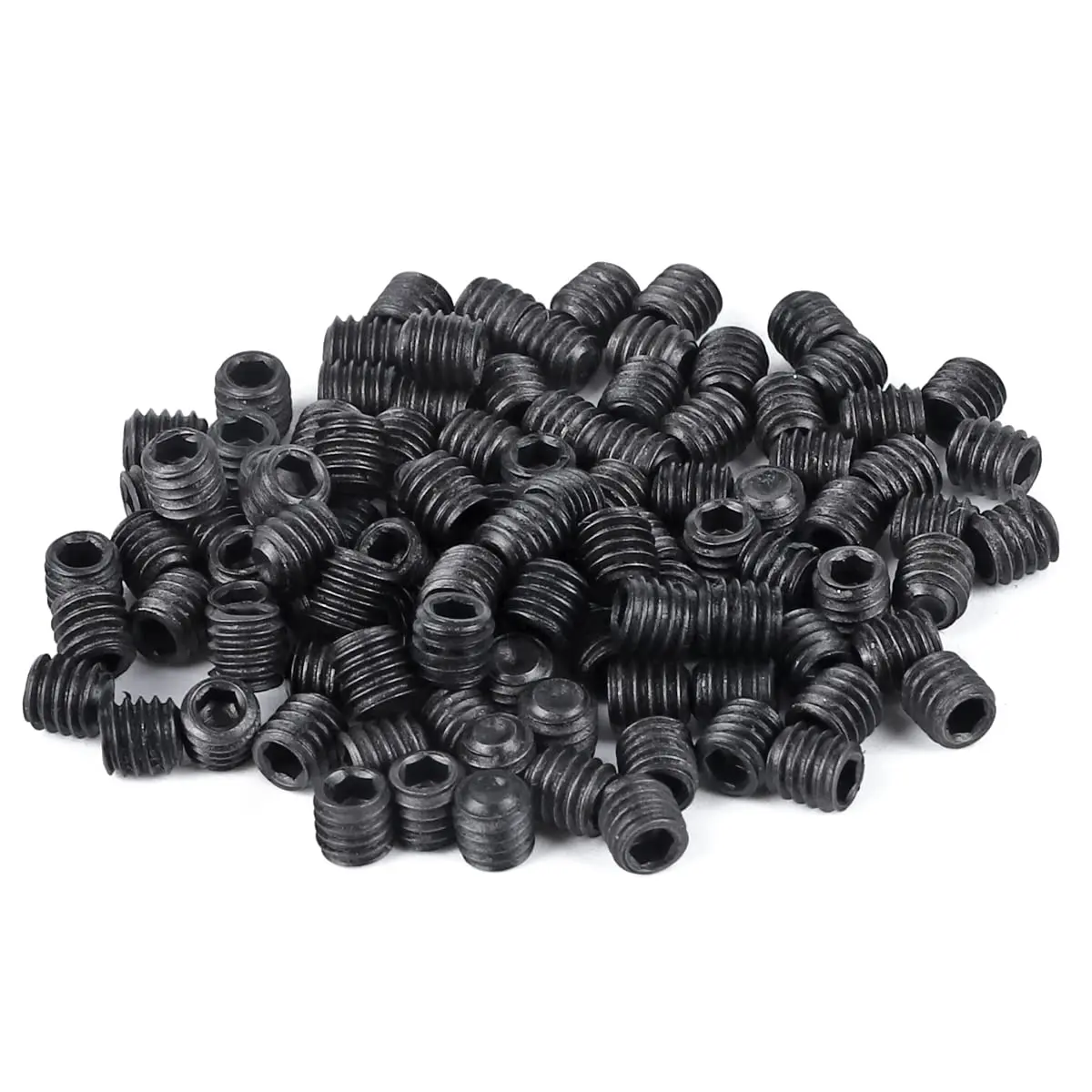 Pack of 100 Black M4 x 4mm Alloy Steel Hex Socket Set Grub Screws Headless Cup Point