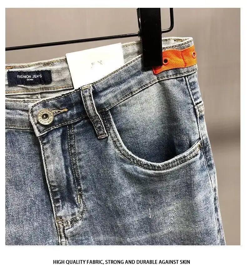 Fashion Men's Casual Jeans vintage Spring and Autumn Slim Ripped Jean Pants with HOLE Design  Men Clothing Luxury Cargo Pants