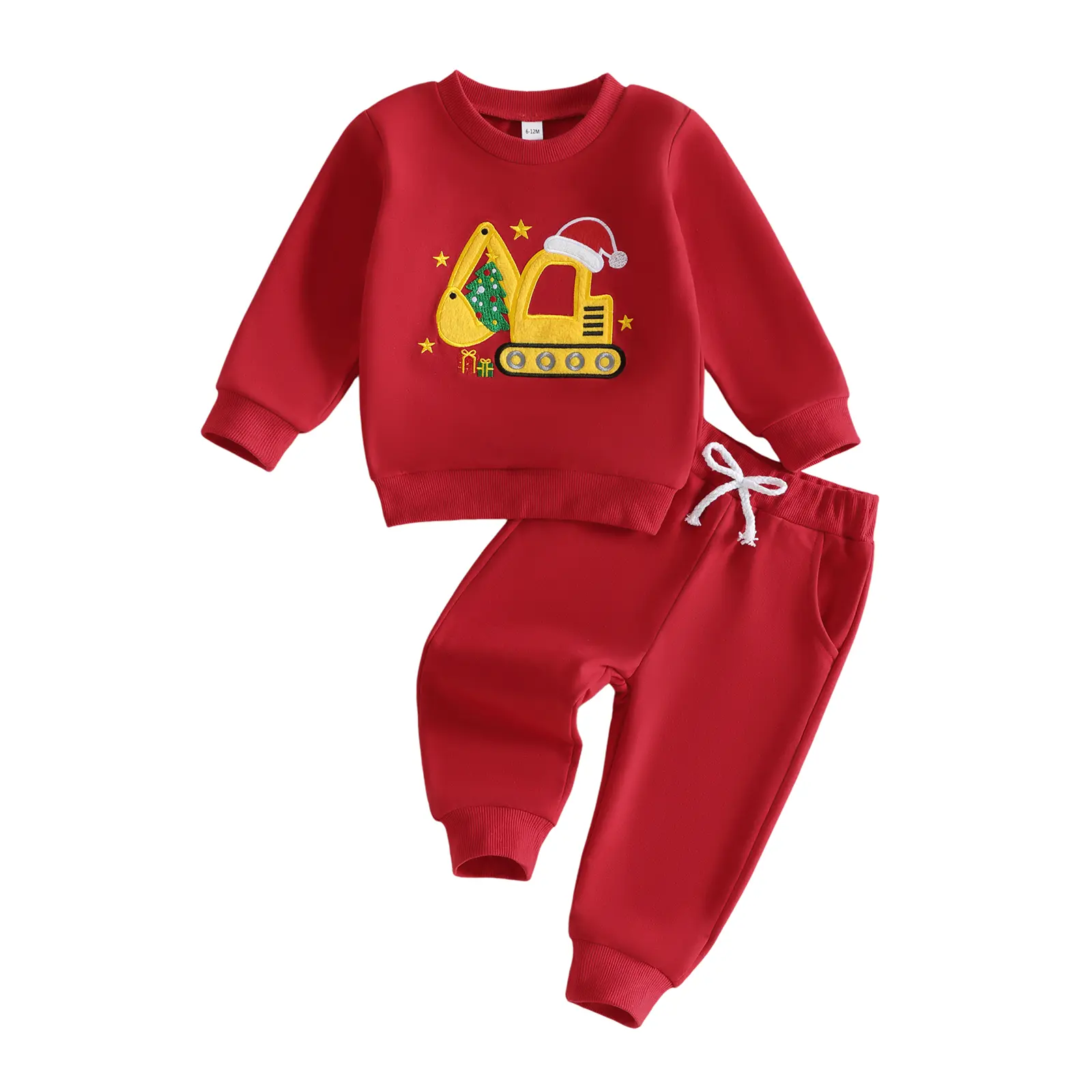 Boys Christmas Costume Long Sleeve Embroidery Sweatshirt with Sweatpants