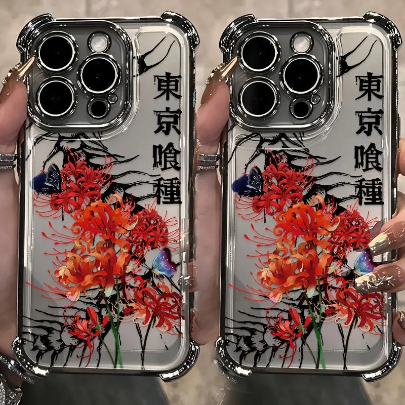 New Japanese design phone case of the anime Tokyo Ghoul trend, compatible with models for iPhone 17, 16E, 16, 15, 14, 13, 12, 11 Mini, Pro, Max, Air, X, XR, XSMAX, 8, 7 Plus, with a soft transparent back for drop protection.