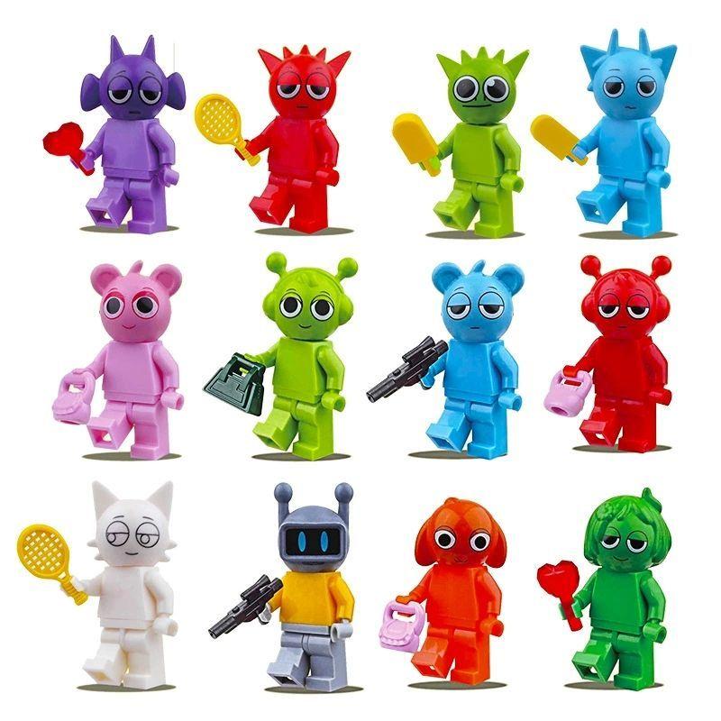 12Pcs/Set Sprunki Action Figures Building Blocks Set Toy Collectible Anime Game Doll for Fans Birthday Christmas Gifts