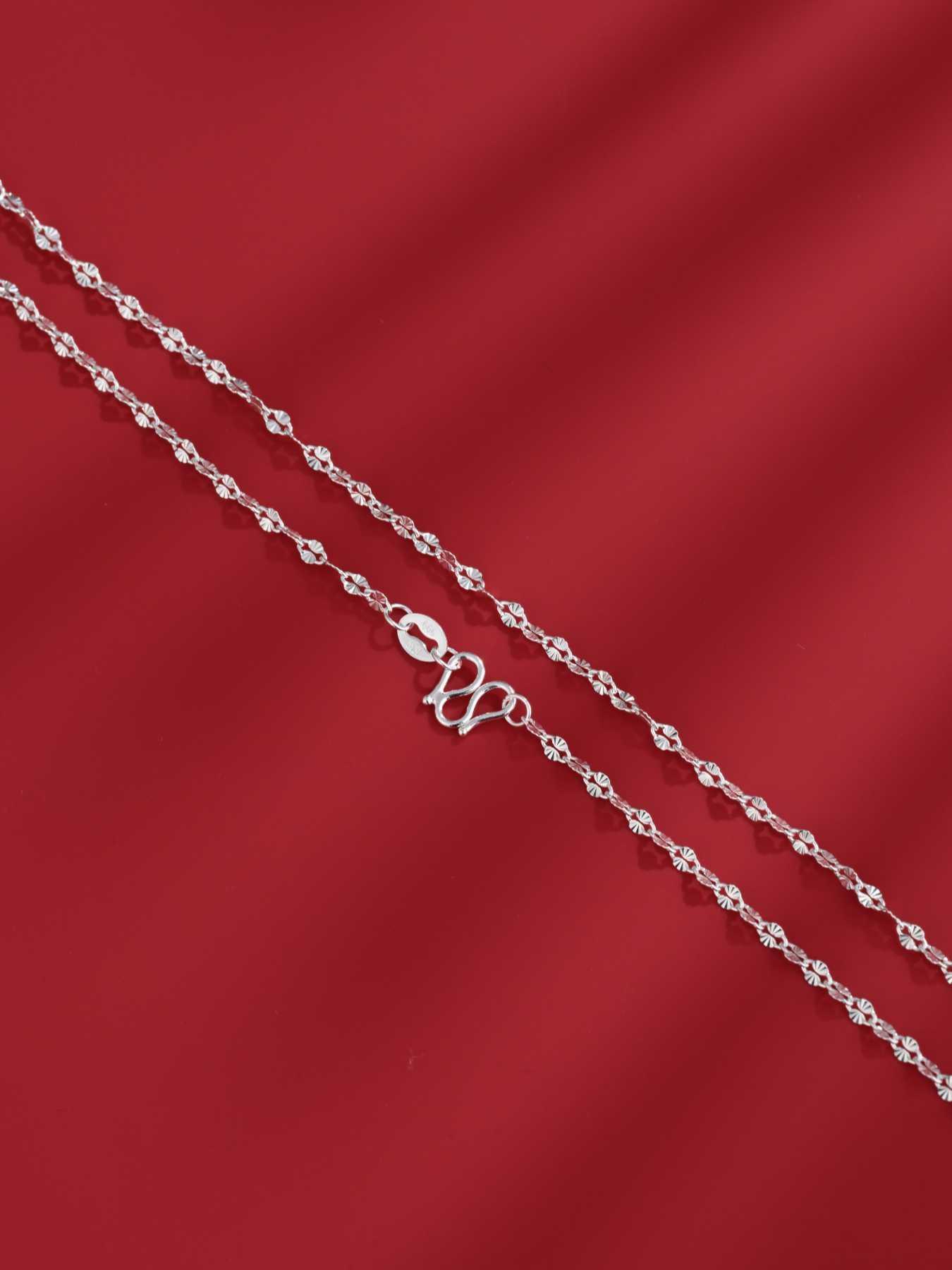 S999 Sterling Silver Simple Necklace, Minimalist Sparkling Necklace, Fashion Jewelry Accessories for Women As Gift