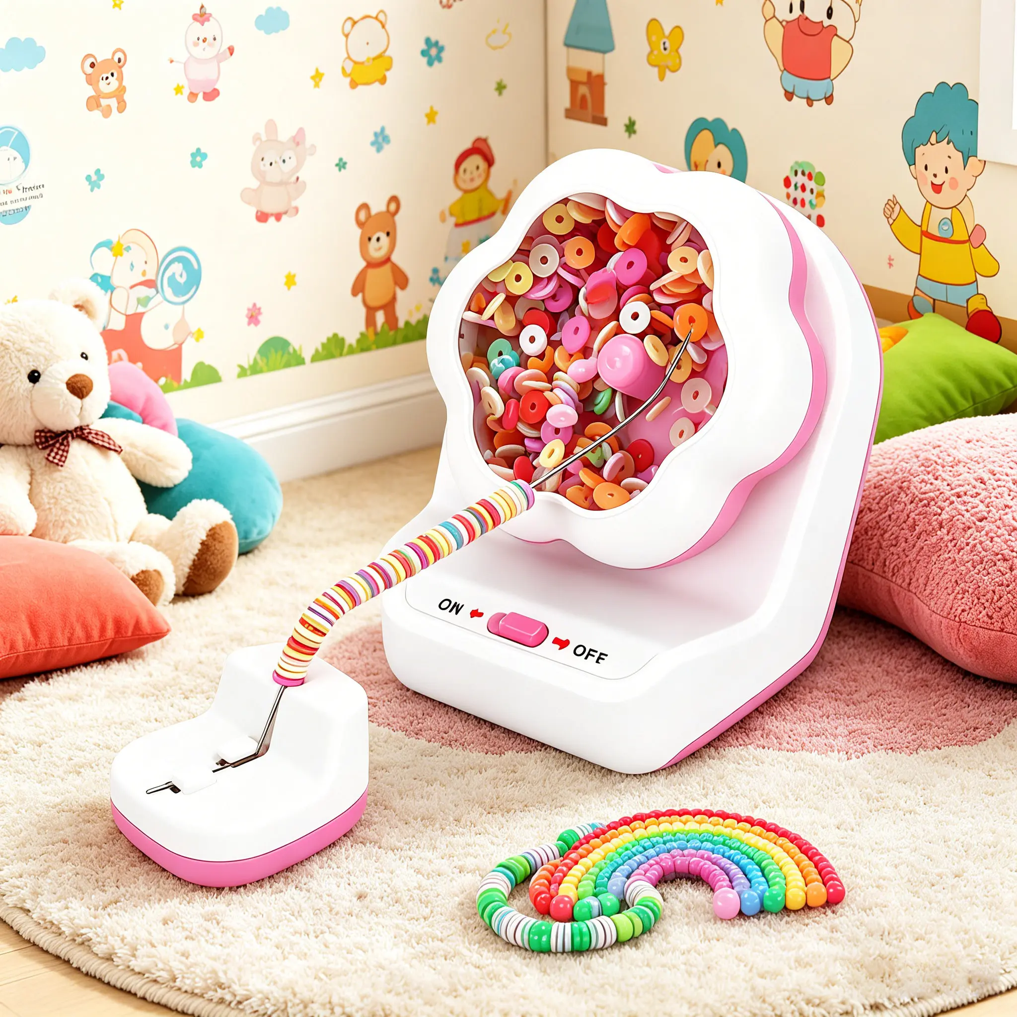 1pc Kids Electric Clay Disc Bead Spinner, Hands-Free High Efficiency DIY Beading Machine, Parent-Child Educational Handcraft Toy, USB Powered Auto Rotate Beading Tool, Make Bracelets & Necklaces in 3 Mins, Home Early Learning Craft Gift.