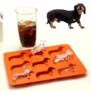 Dachshund Silicone Ice Cube Tray | 9-Cavity Cute Wiener Dog Shaped Chocolate Mold | Flexible Reusable Wiener Dog Ice Maker for Cocktails, Juice & Party Drinks