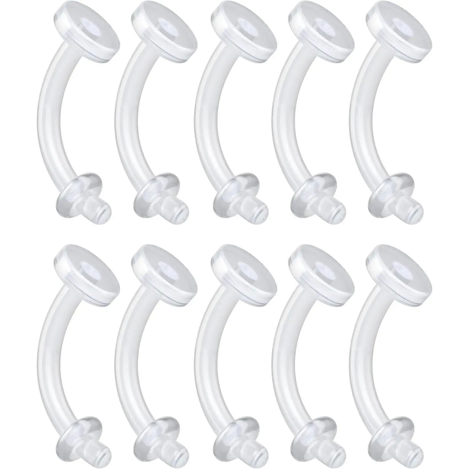 14g 10mm Hypoallergenic Bioflex Belly Button Ring Retainers - Clear Flexible Navel Piercing Retainers for Surgery, Sports & Work - Invisible Silicone Belly Button Rings for Women, 8pcs PackGift