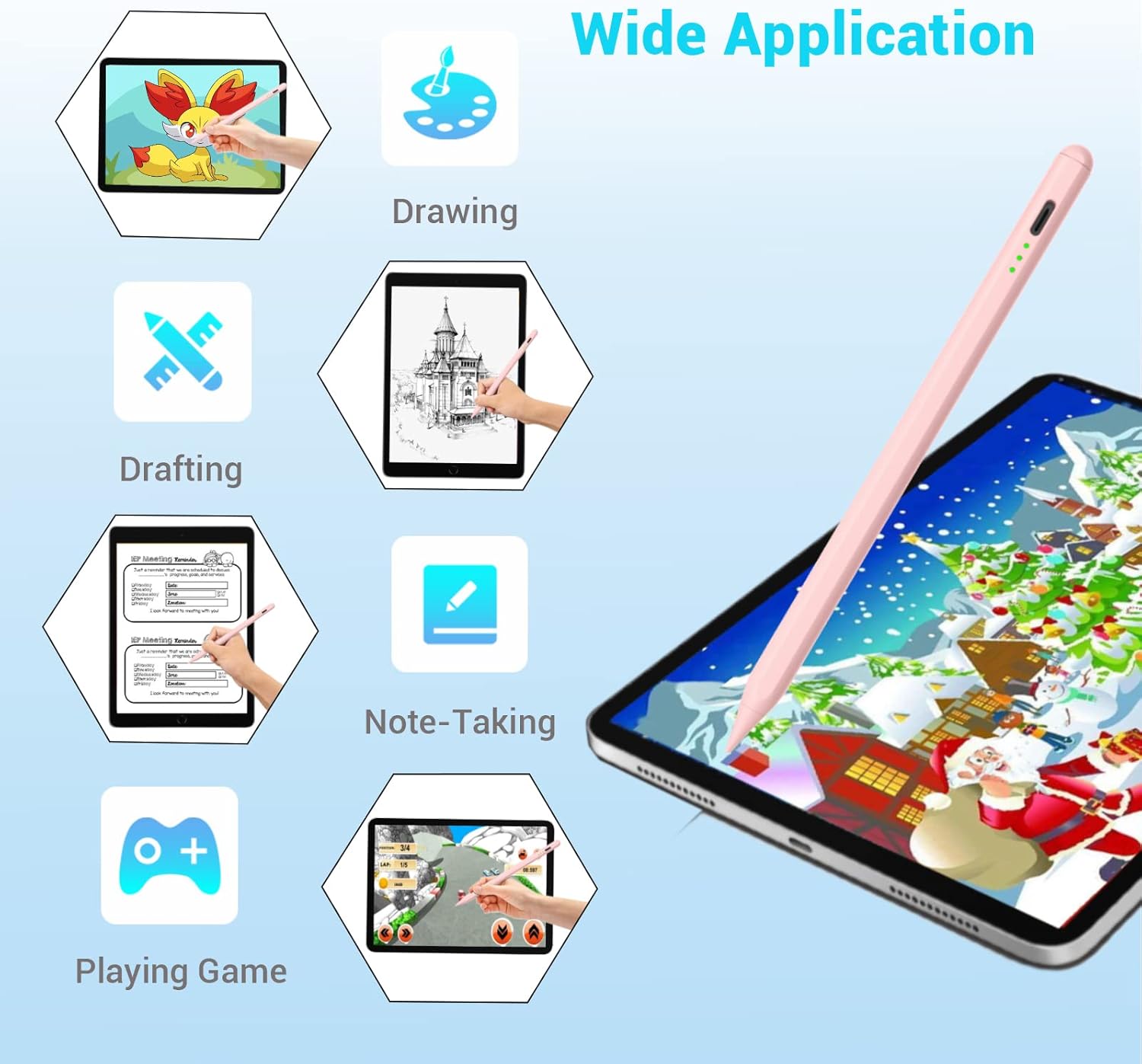 Stylus Pen for Ipad Pencil - Stylus iPad 9th 10th Generation Palm Rejection Compatible with Pen 2018-2024 Ipad 8th 7th 6th 10th Gen Mini 6th 5th Air 3/4/5 iPad Pro 11-12.9 inch Pink Stylus Pen for Ipad Pencil - Stylus iPad 9th 10th Generation Palm Rejection Compatible with Pen 2018-2024 Ipad 8th 7th 6th 10th Gen Mini 6th 5th Air 3/4/5 iPad Pro 11-12.9 inch Pink