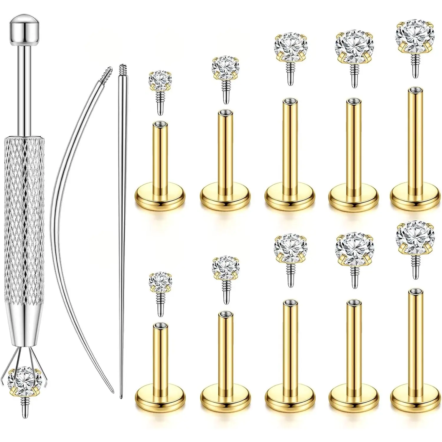 Flat  Earrings, Tragus   for Women Men | 16G 18G Helix Conch Rook Ear Cartilage  , Ideal Studs for Medusa Monroe Ashley Labret Snake Bite Lip