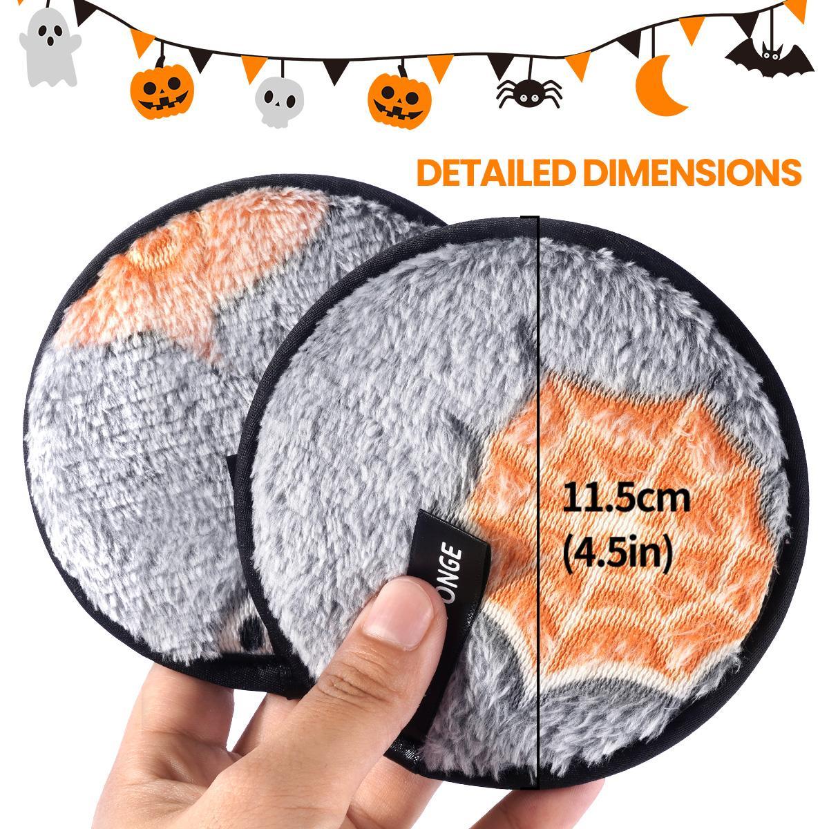 Spider Web Ghost Pattern Makeup Remover Powder Puff, 5 Counts Reusable & Washable Makeup Remover Puff, Facial Cleansing Puff, Makeup Tools for Women