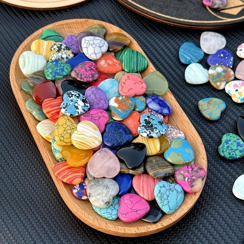 Random Color Heart Shaped Stone, 10/20pcs Natural Polished Tumbled Stones, DIY Jewelry Gift, Decorative, Suitable for Seasonal Decoration, Handcrafted, Feather-free