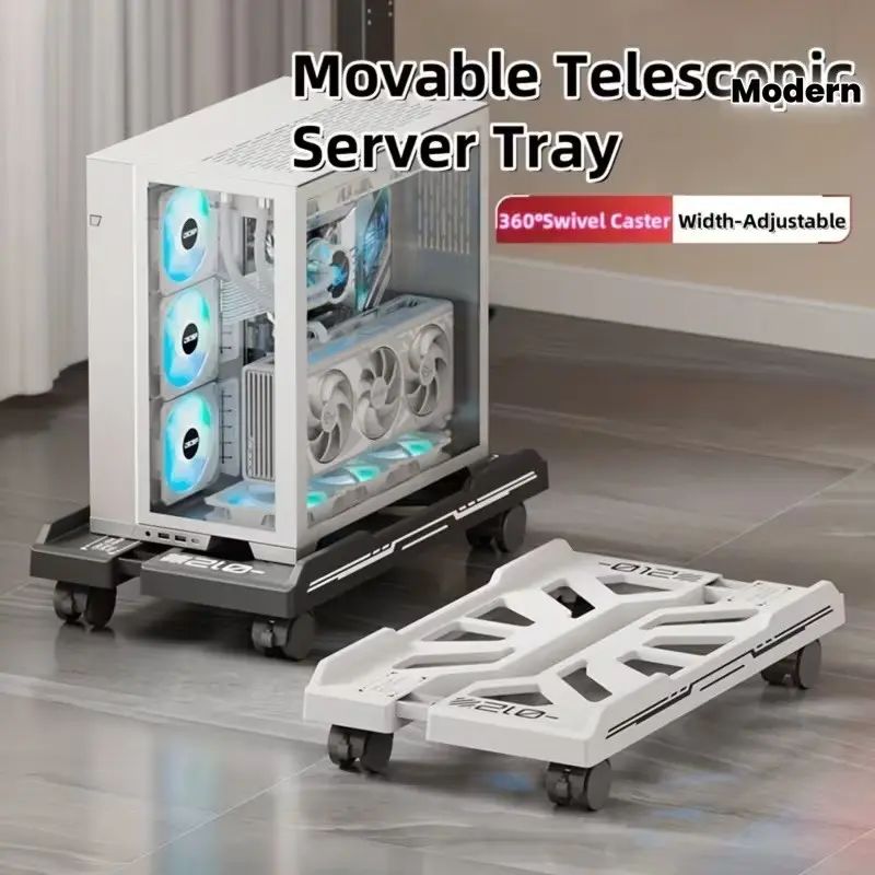 Retractable PC Tower Stand with Rolling Casters, Mobile Gaming Computer Host Base, Space Saving Bracket, Perfect Gift for Gamers
