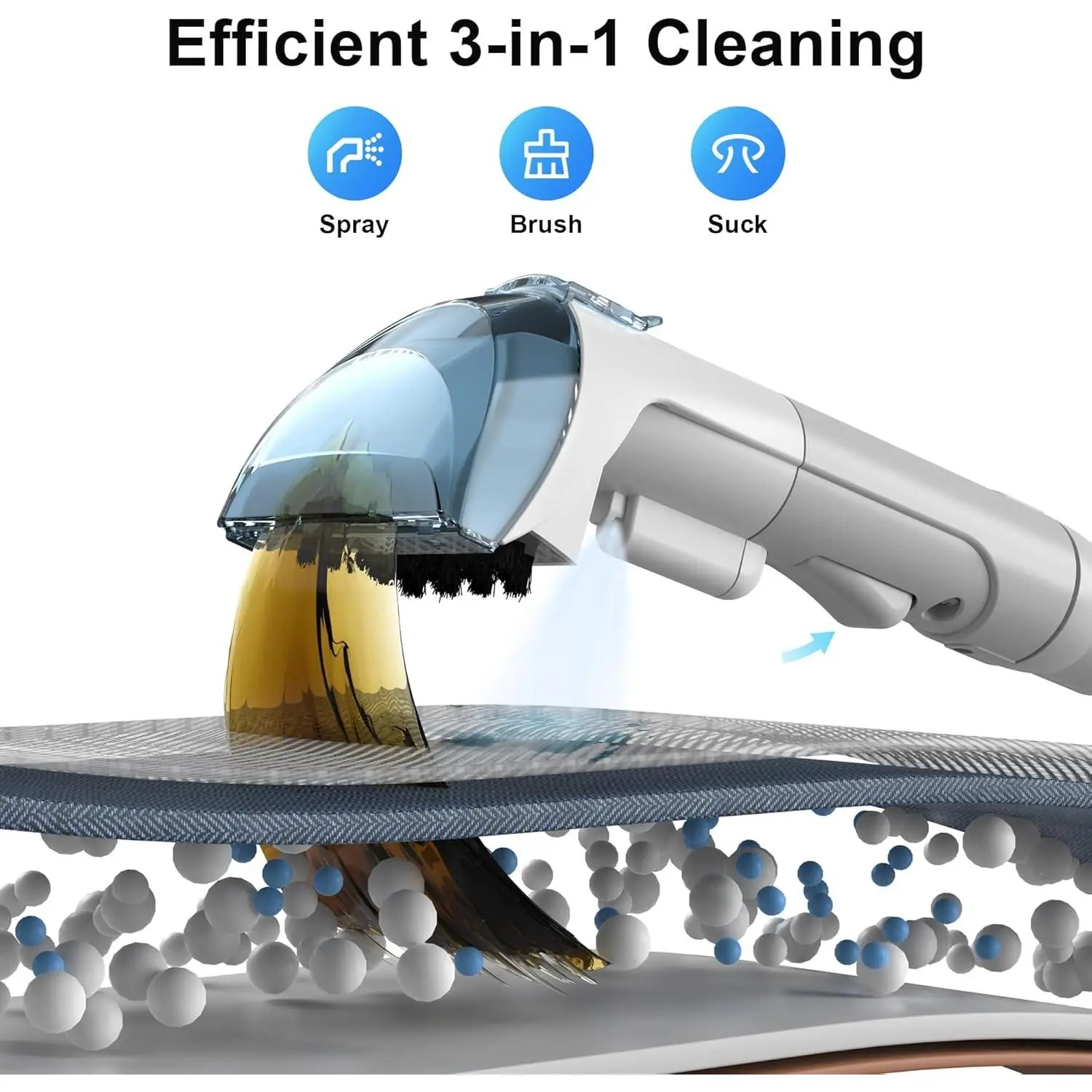 Portable 450W Carpet Cleaner Machine Hand Held Deep Spot Extractor Shampooer for Upholstery Couch Rug Sofa Car Seat Mattress Pet Stain Furniture Fabric Cleaning