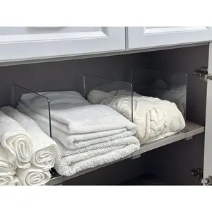 8 PCS Acrylic Shelf Dividers for Closets,Wood Shelf Dividers,Clear Shelf Separators,Perfect for Clothes Organizer and Bedroom Kitchen Cabinets Shelf Storage and Organization
