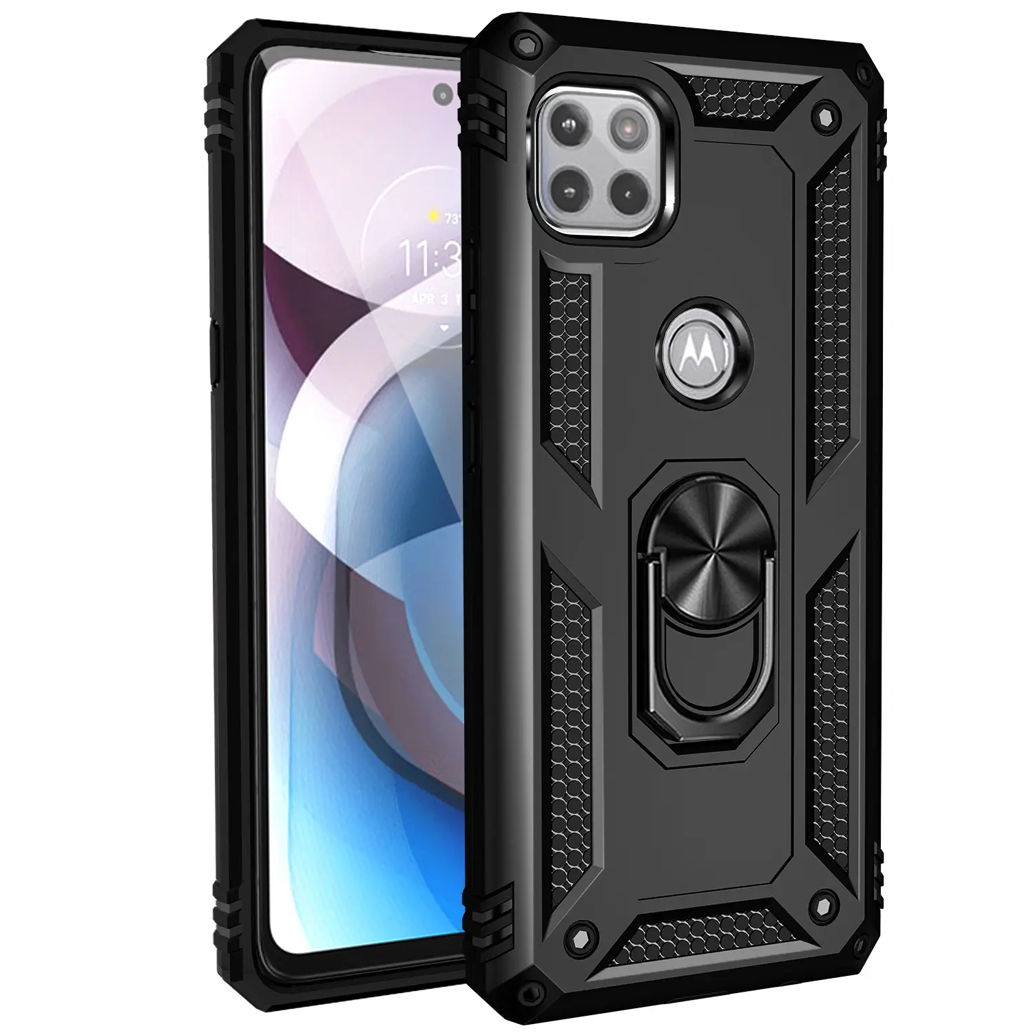 Phone Case for Moto G 5G/Moto One 5G Ace, Anti-Drop Dustproof Waterproof Fingerprint Resistant, with Magnetic Rotatable Stand for G 5G/One 5G Ace Protective Cover