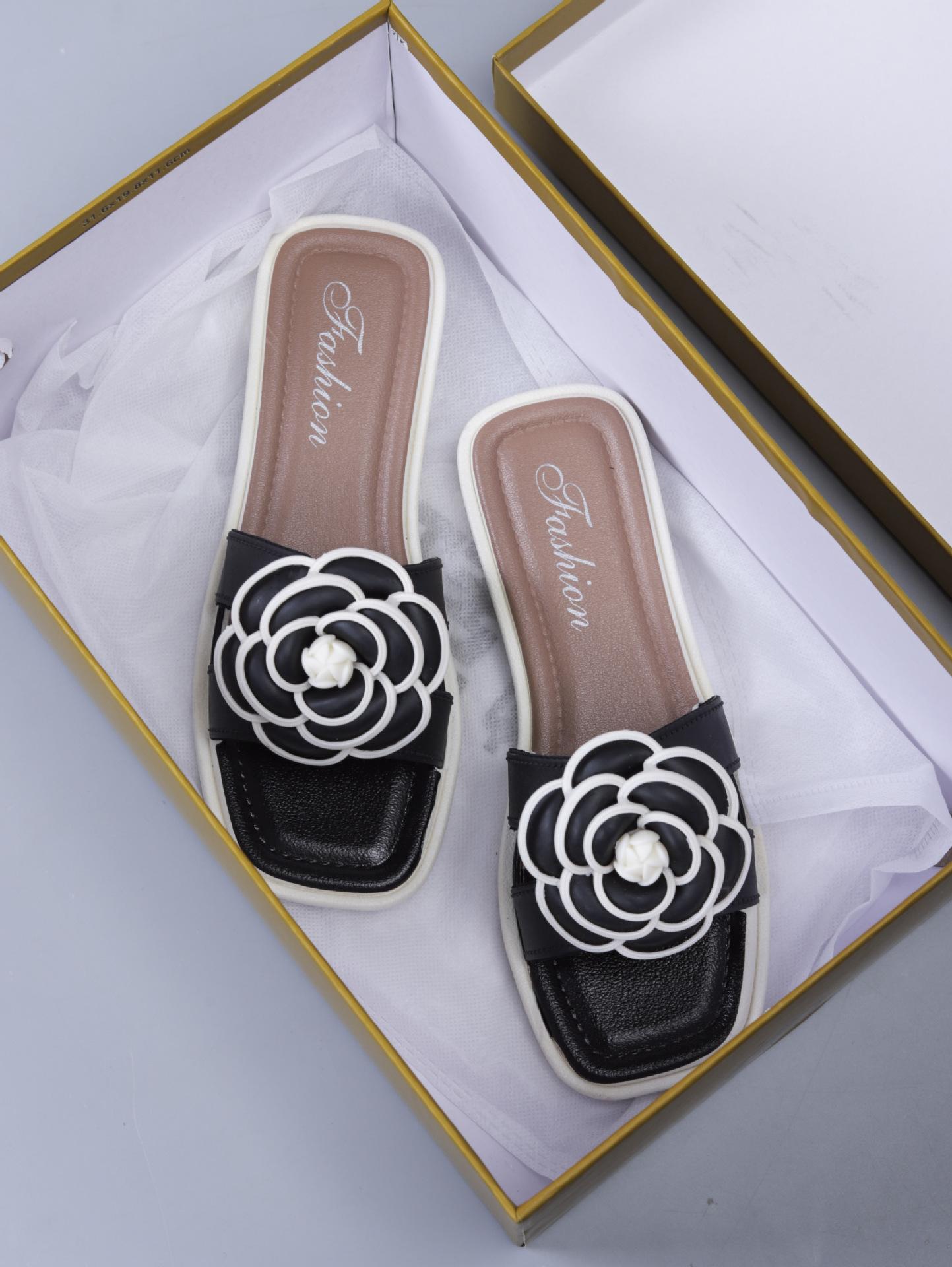 New summer bowknot women's sandals for outdoor wear, non-slip soft-soled flat fashionable home and outdoor slippers