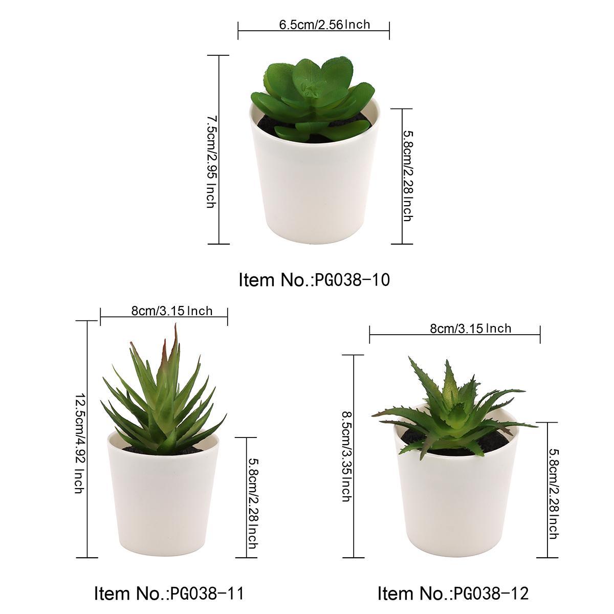 Artificial Succulent Plant with Pot, 3pcs/set Plastic Simulated Potted Plant Ornaments, Decorative Fake Plant for Office Home Decor