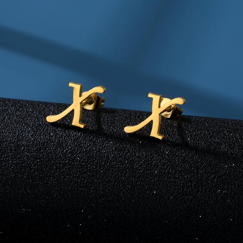1 Pair Initials Earrings Stainless Steel 26 English Letters Personalized Letter Earrings for Men And Women Valentine'S Day Mother'S Day Thanksgiving Birthday Souvenirs
