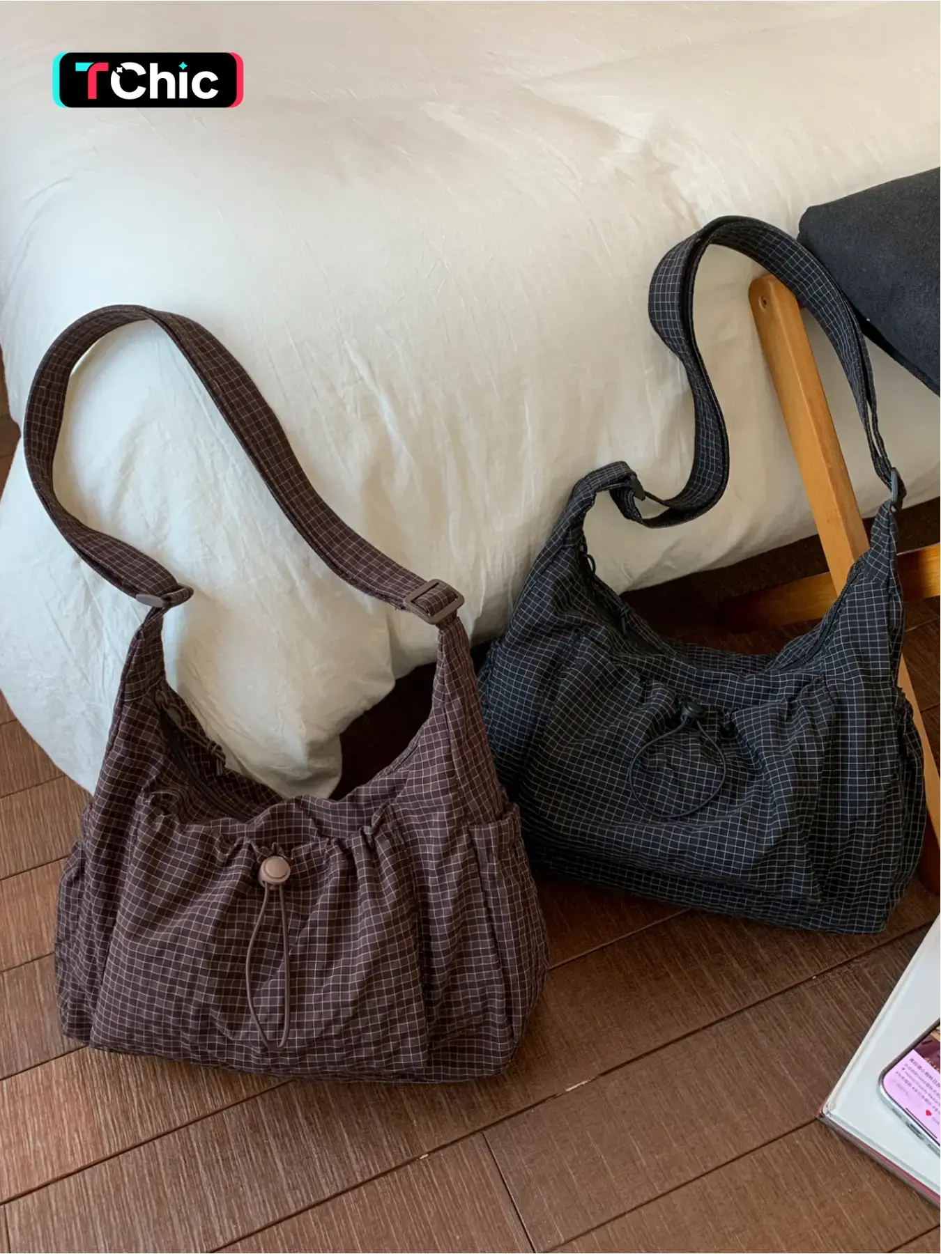 2026 Summer New Plaid Print Checkered Pattern Crossbody Purse Handbags, Large Capacity Casual Shoulder Bag, Zip Closure, Ideal for Campus, Office, Daily Use