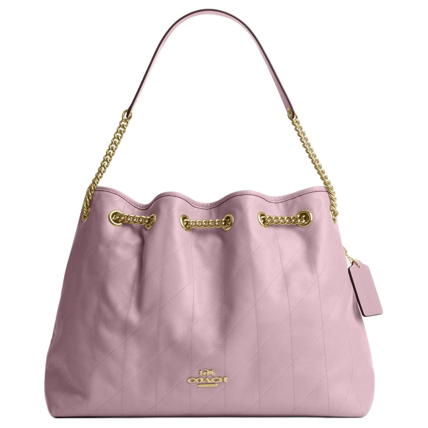 Coach Evelyn Quilted Top Handle Bag for Women in Carnation Pink with Gold-Tone Hardware