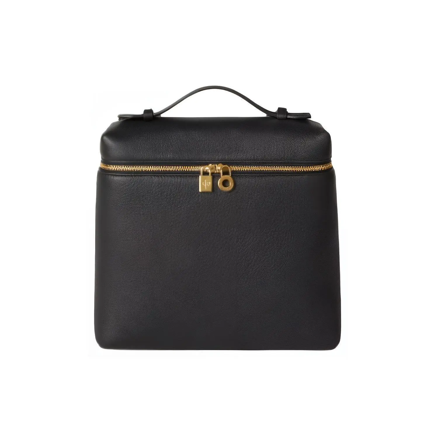 Loro Piana ExtraPocket L23.5 Leather Backpack for Women with Gold-Tone Logo Zipper Closure in Black