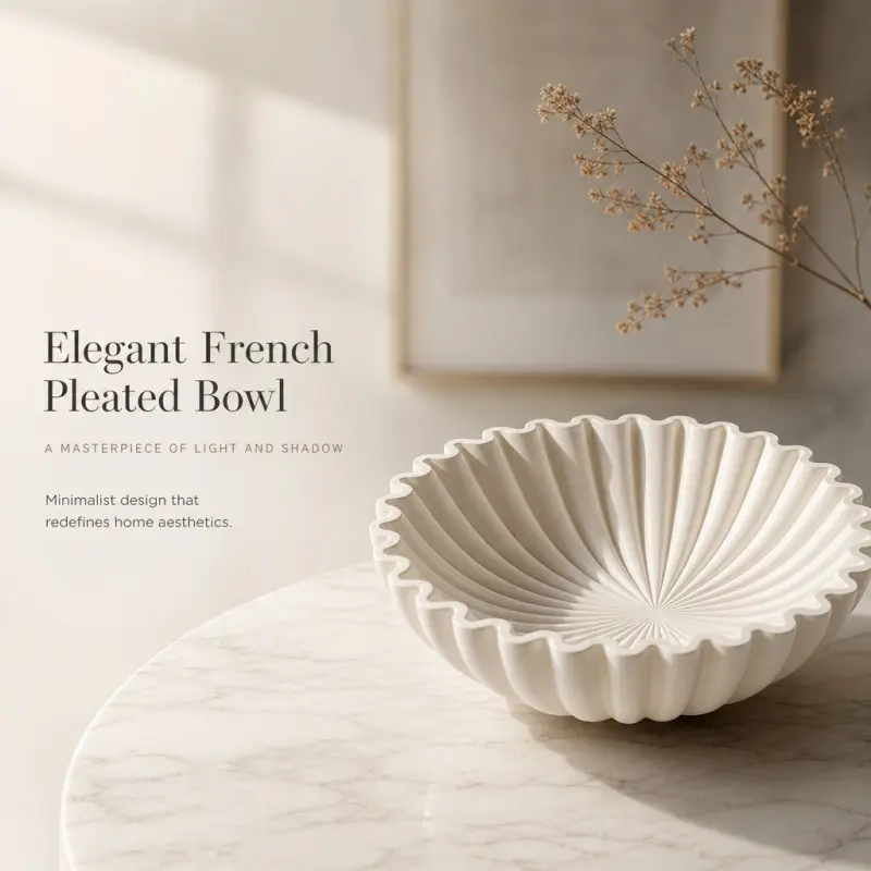 French Style Ruffled Pleated Cascading Bowls, sleek, elegant, aesthetic and minimalist design. Can be used as home decoration and storage.