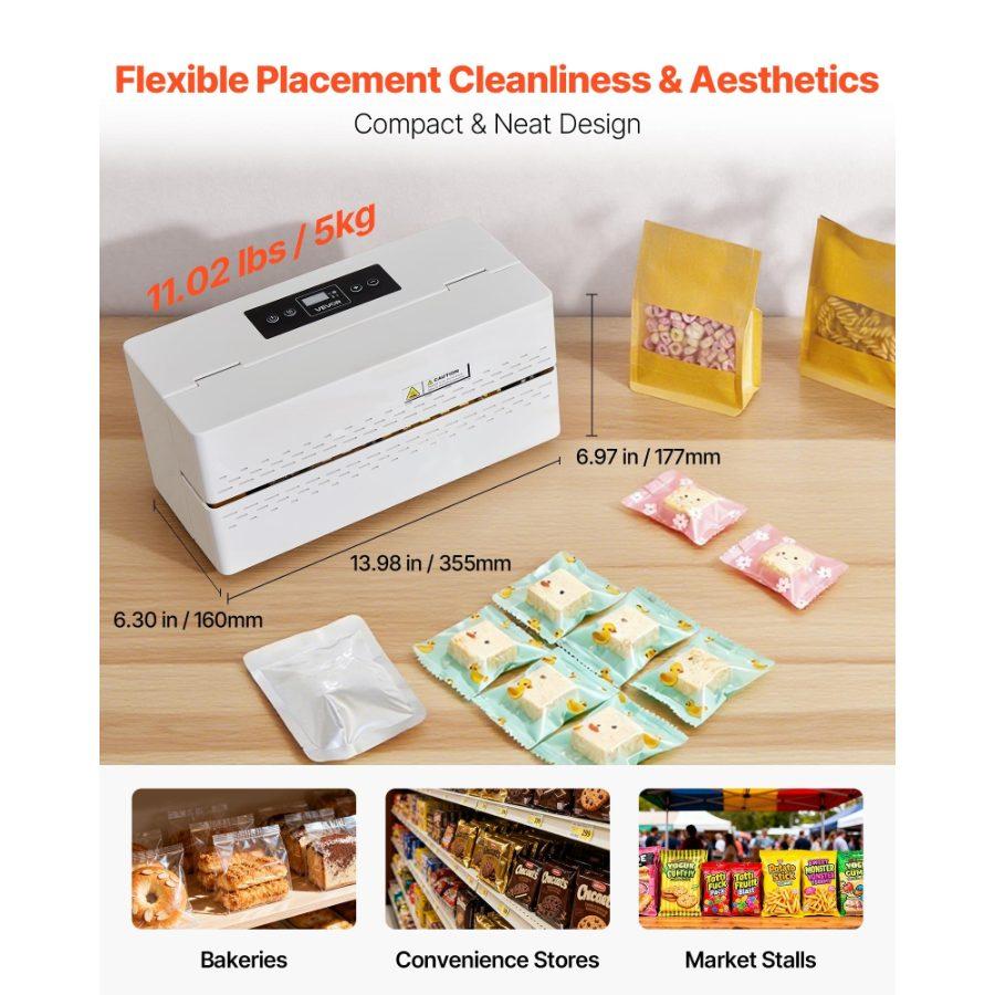 VEVOR Continuous Sealing Machine, 0.32-0.47 in Seal Width, Automatic Continuous Band Sealer with Digital Temperature Control, Automatic Shutdown, Heat Sealing Machine for 0.002-0.0. 008 in Plastic Bags