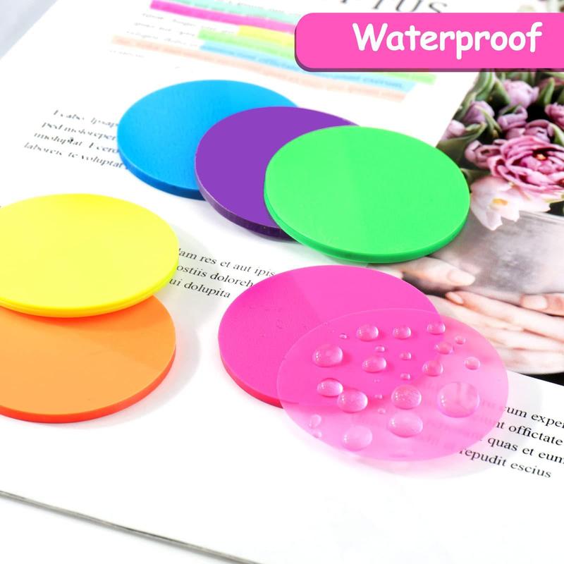 Transparent Sticky Note, 8 Counts/160 Sheets Round Colorful Sticky Note, Waterproof Sticky Memo Pad, Office Stationery & Supplies