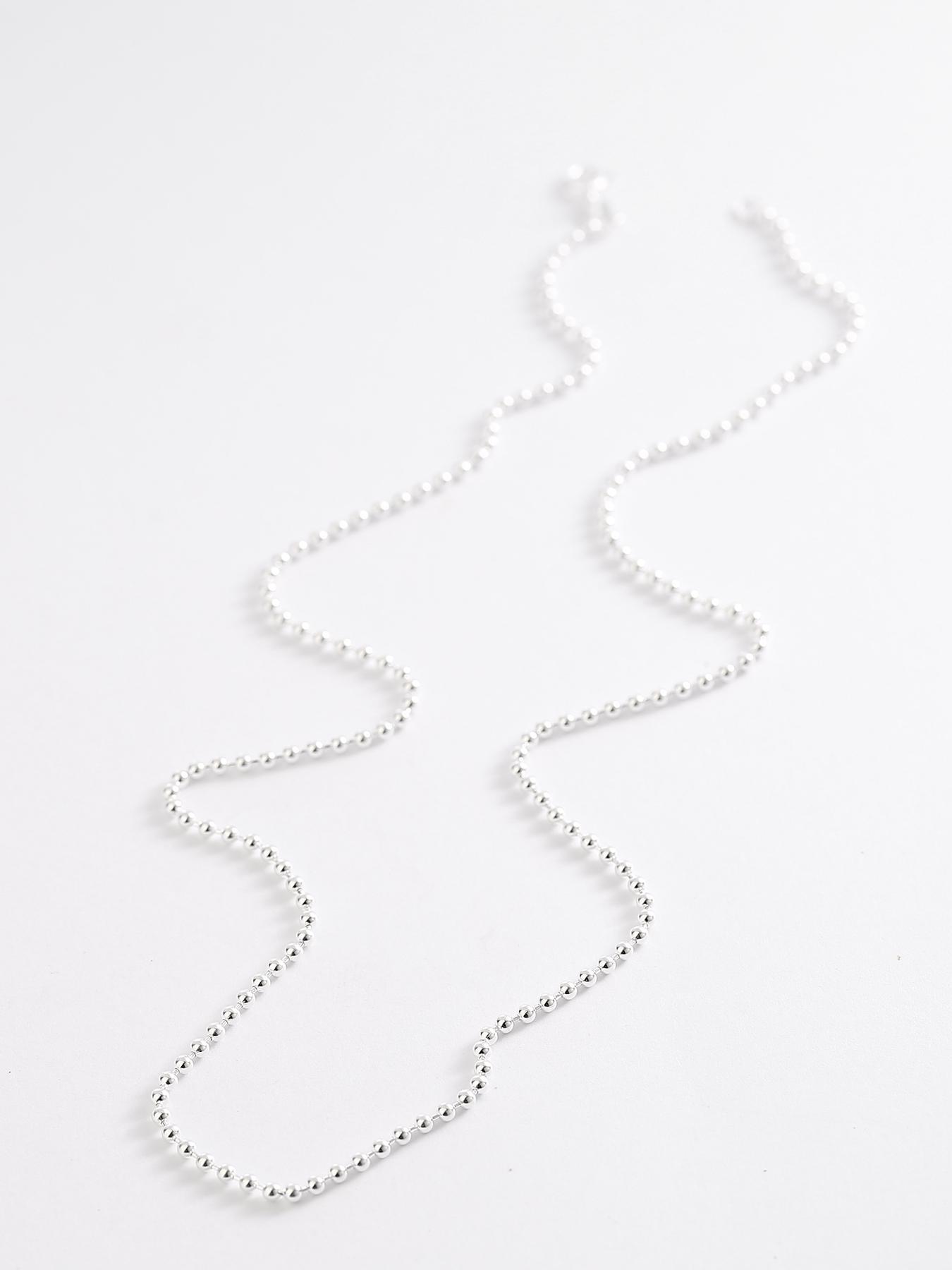 925 Sterling Silver Minimalist Beaded Decor Necklace, Fashion Jewelry for Party, Daily Clothing Decor, Trendy All-match, Elegant & Exquisite Jewelry for Birthday Gift, Minimalist Chain Necklace, Daily Wear Necklace