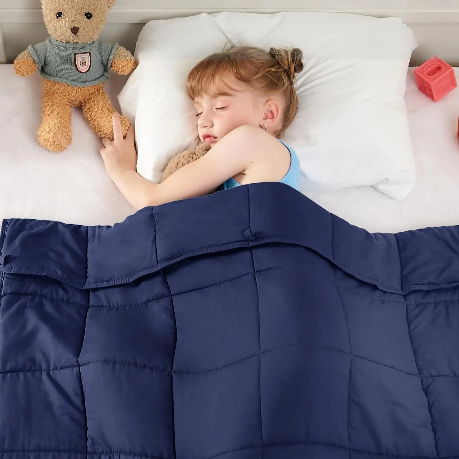 Navy 5 Pounds Cooling Weighted Lap Blanket, Blanket for Sleeping, Weighted Throw Blanket Gifts for 40-60lbs, 36"x48"
