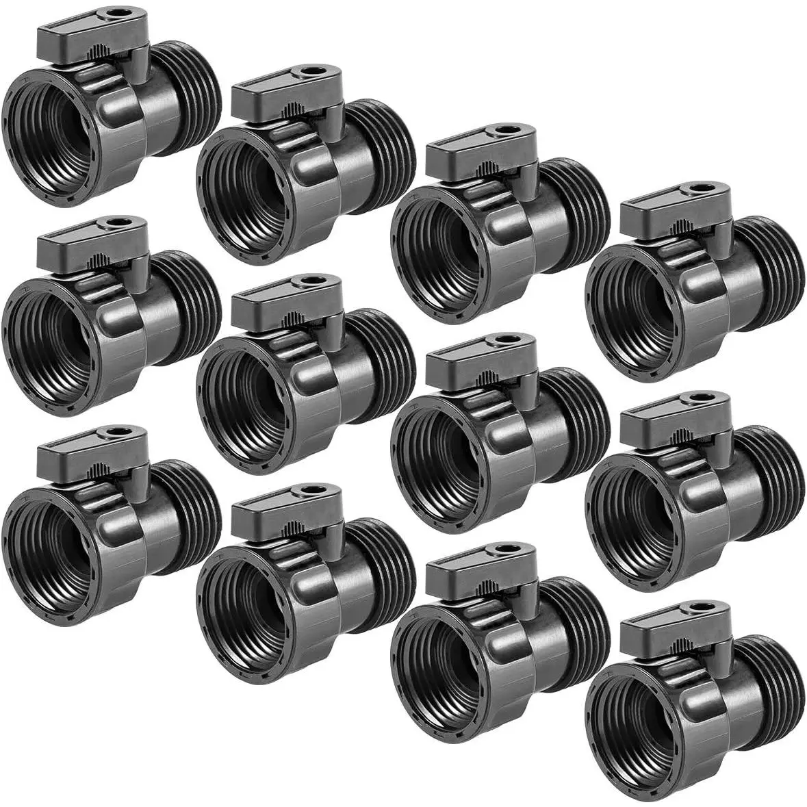 12 Pack 3/4'' Plastic Garden Hose Shut Off Valve- Standard Water Shutoff Valve Shut-Off Ball Valve Thread Connector Coupling for Telescopic Water Pipe Water  Valve Control