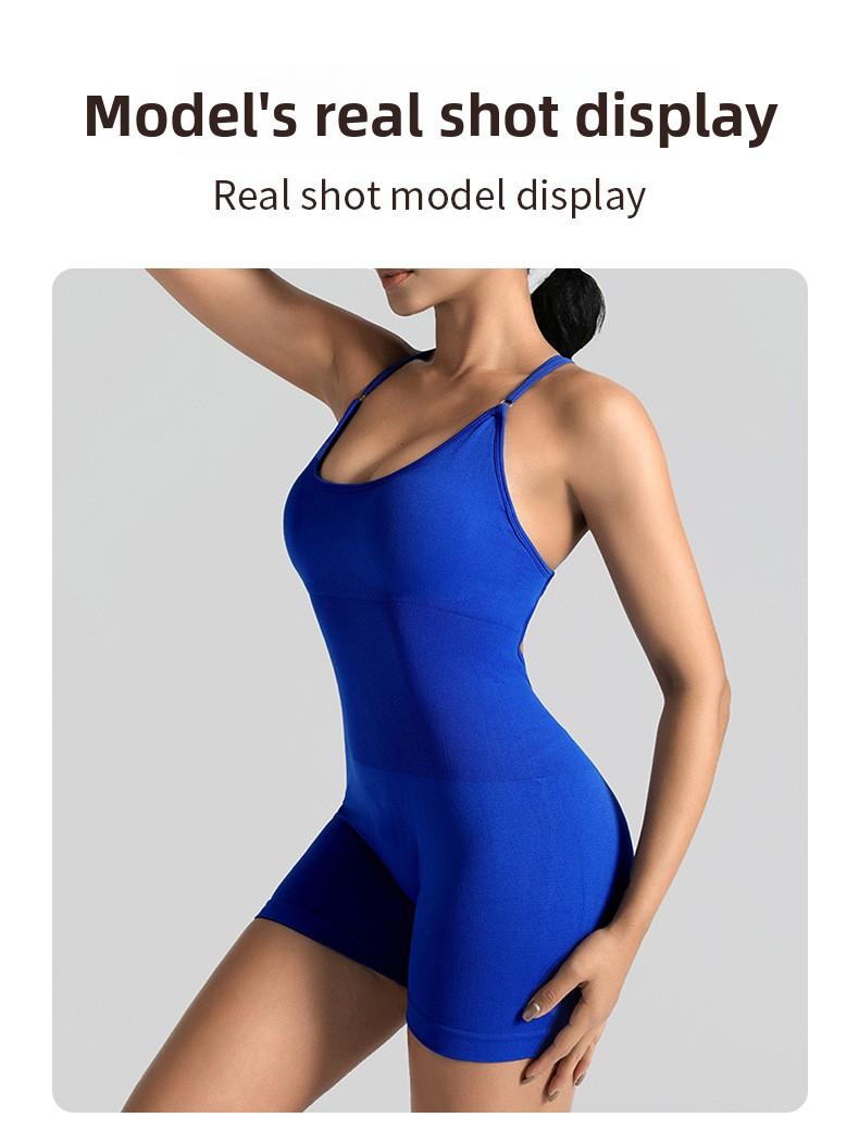 Women's Seamless High Stretch Halter Jumpsuit |   Crisscross Back Tight Fit 3/4 Length Workout Jumpsuit for Yoga Gym Cycling