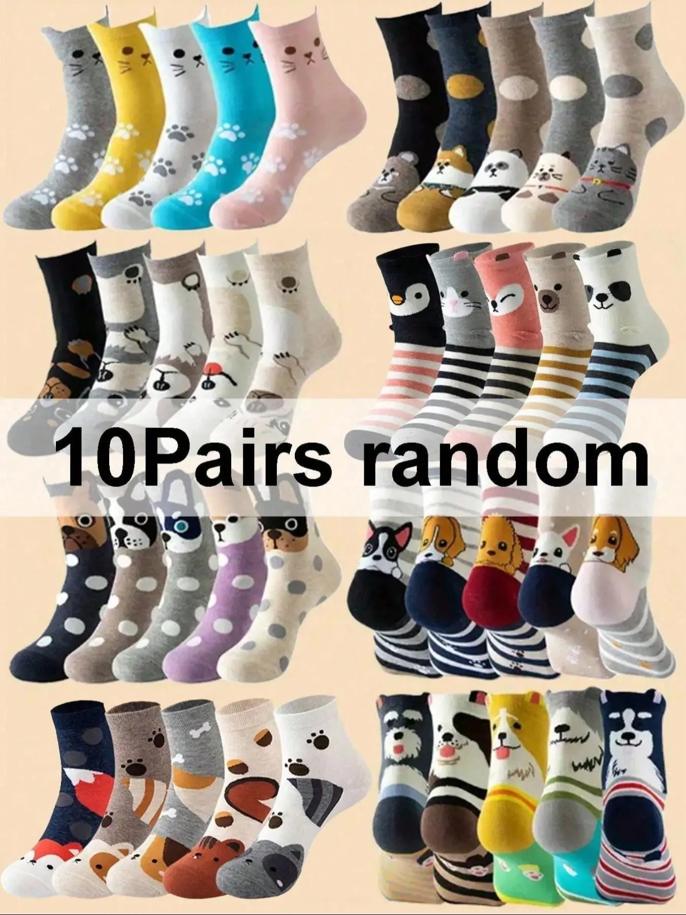 Kids' Cartoon Dog & Striped Ears Socks, Comfortable Soft Ankle-Length Socks for Girls, Breathable Casual Wear, All-Season Daily Use