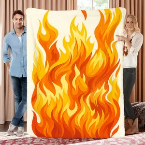 1Pc Fireproof Blanket |   Fluffy, Soft, Lightweight Travel Blanket For Indoor And Outdoor Use, Suitable For Sofa Bed, Polyester, Digital Print, Contemporary Style