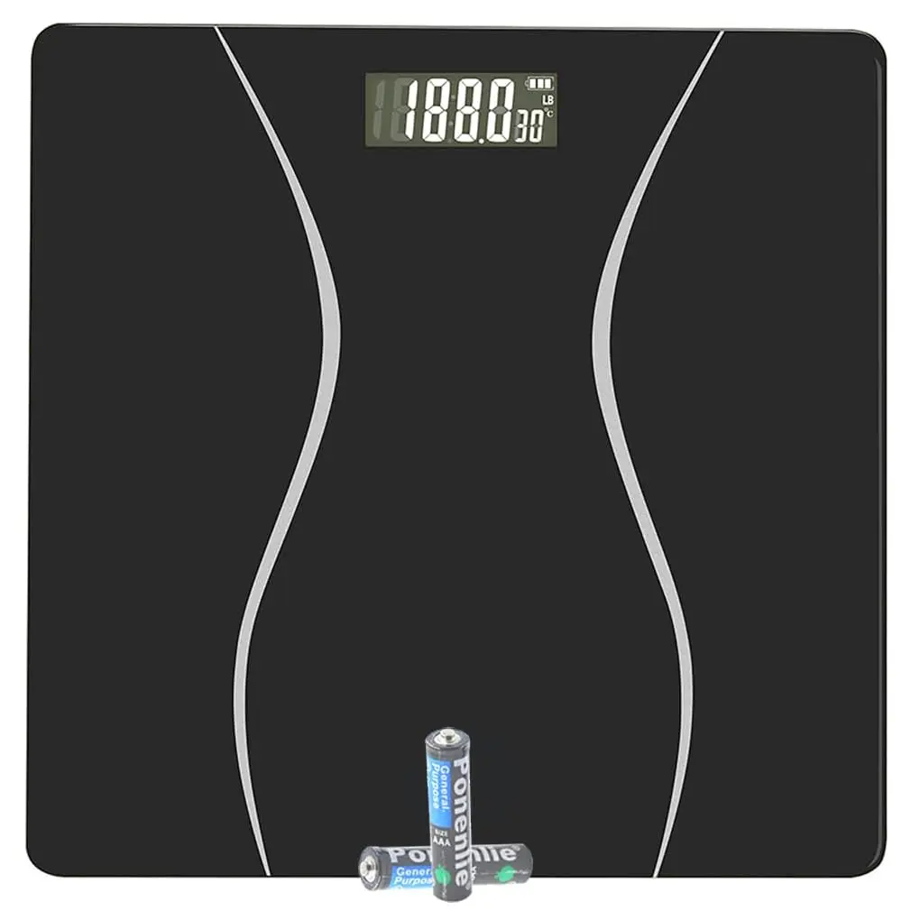 Digital Bathroom Scale for Body Weight, Black, 400 lb Capacity, lbs/kg Units