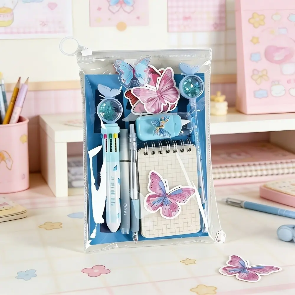 1 Set Cute Butterfly Stationery with Notepad, Decals, 10-Color Gel Pen All-In-One Stationery-Gift for Opening Ceremonies And Graduation Ceremonies, Academic Incentive Gifts Cute School Supplies