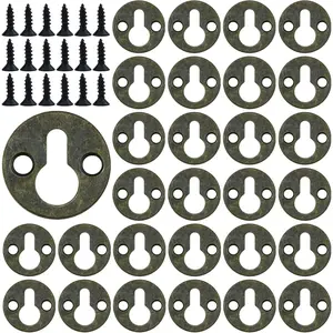 Luckycivia 60 count Metal Round Type Keyhole Shelf Brackets Hangers, Picture Frame  with Screws (Bronze Tone)