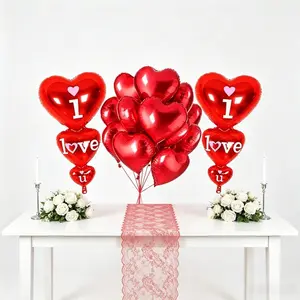 Double Set I Love U Heart Balloons, Reusable Thick Aluminum Film, Perfect for Valentine's Day, Wedding, Anniversary, Couple Party Decorations