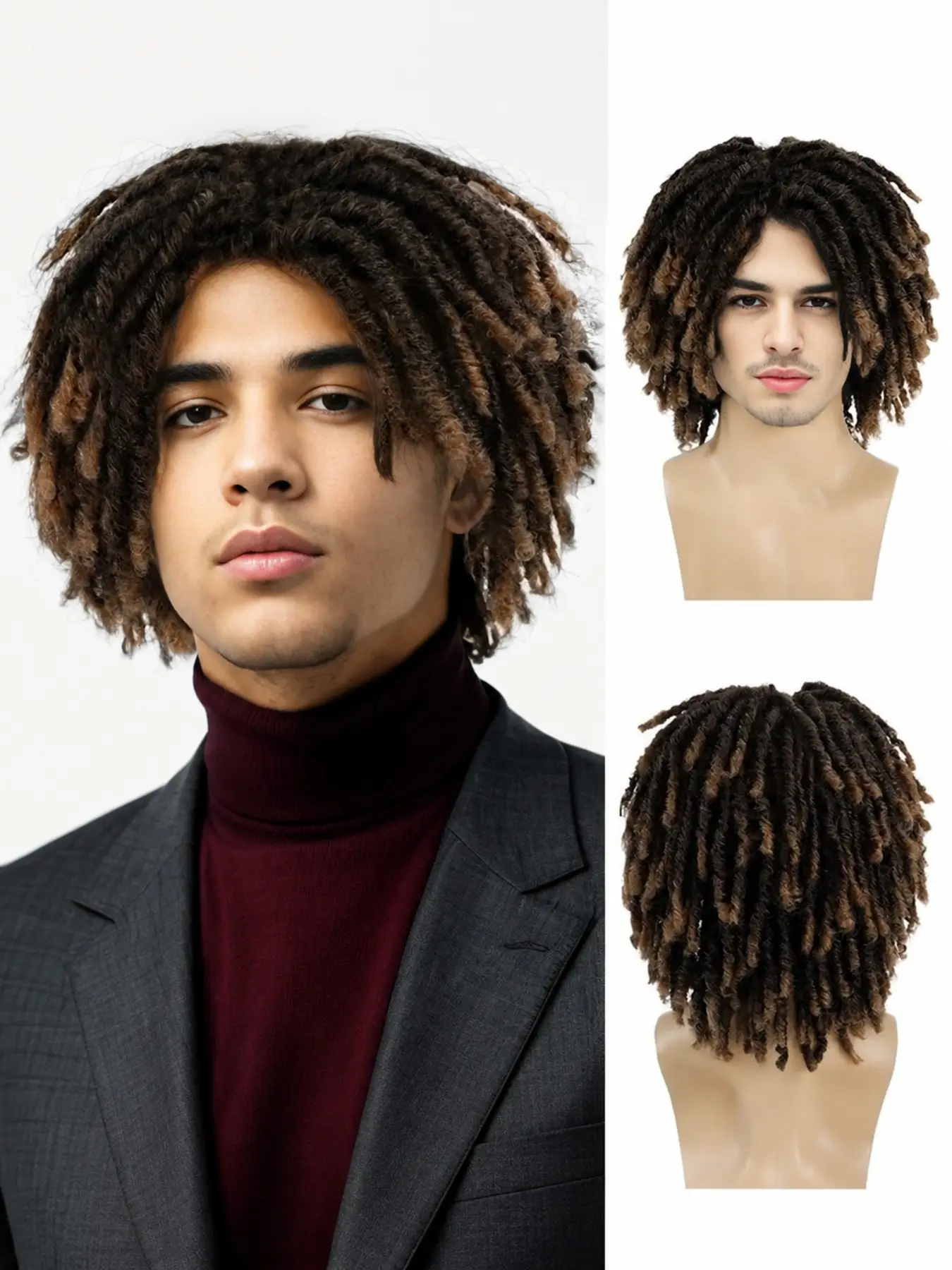 Unisex Short Cornrow Wig, High-Temperature Realistic Hair Fiber, Breathable Mesh Base, Perfect for All Skin Tones & Styles