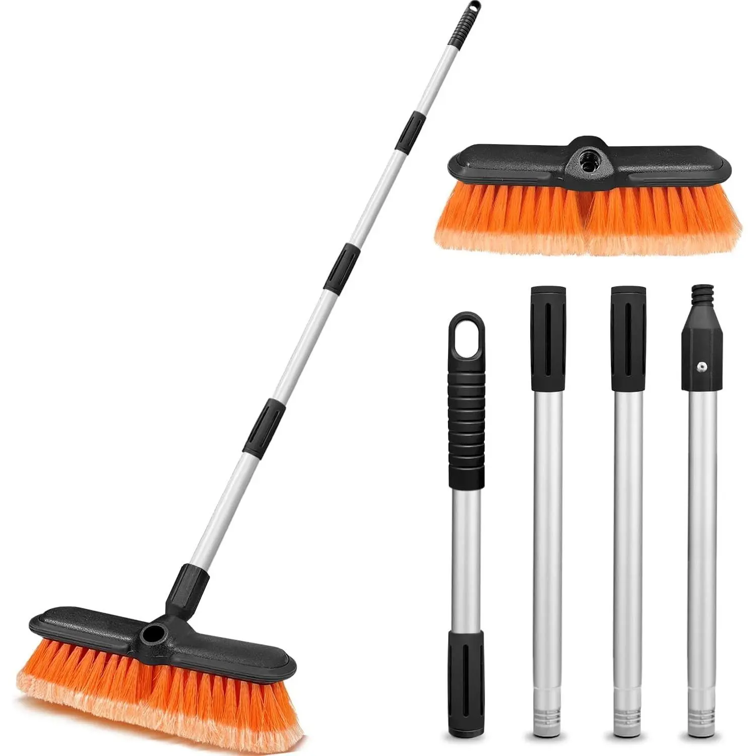 62"  Wash Brush with Extension Pole,  Wash 10” Dip Soft Brush, No Scratch  Cleaning Brush Supplies for RV Boat  SUV, House Siding, Snow, Floors, Extension  Alloy