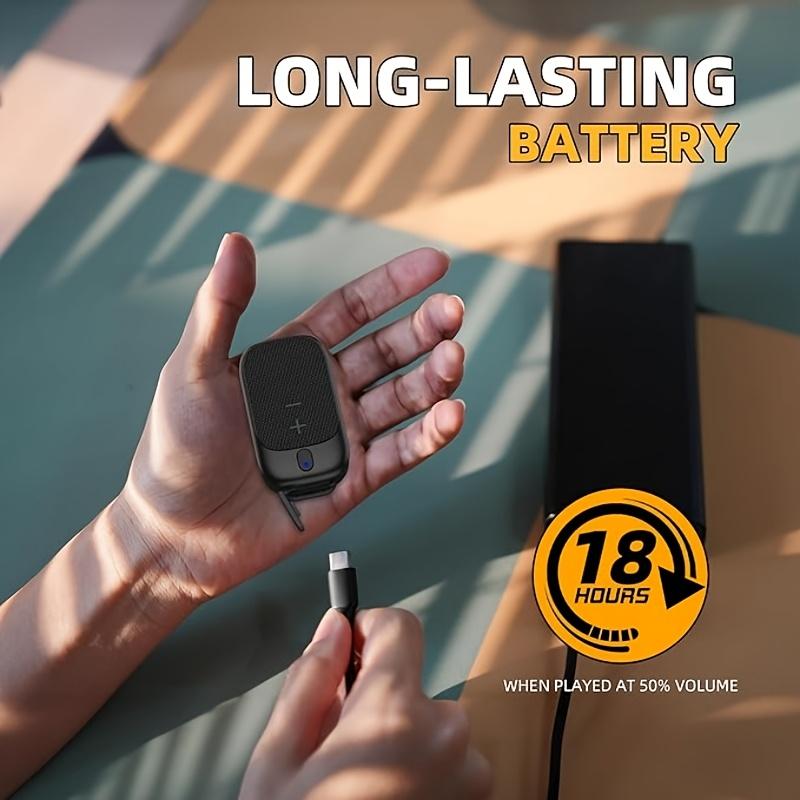 1pc Wearable Bluetooth Speaker - Clip-on Mini Wireless Portable Speaker with Built-in Microphone for Hands-free Music and Calls - Up to 18 Hours Battery Life, Black, Suitable for Sports/Work/Cycling Activities, Smart Speaker Device