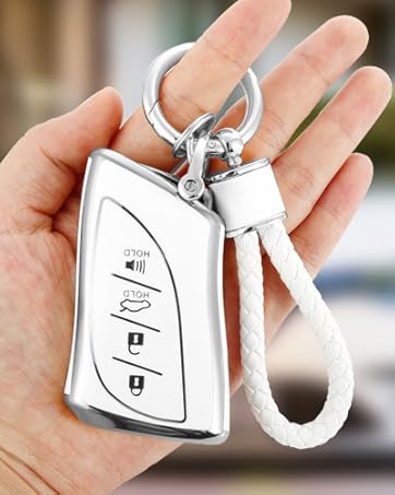 for Lexus Key Fob Cover with Luxury Diamond Braided Keychain, Upgraded Soft Case for ES LC LS (2018-2022), GX UX (2019-2022), NX/RC (2022) (4 buttons) Shell (Gold, B1)