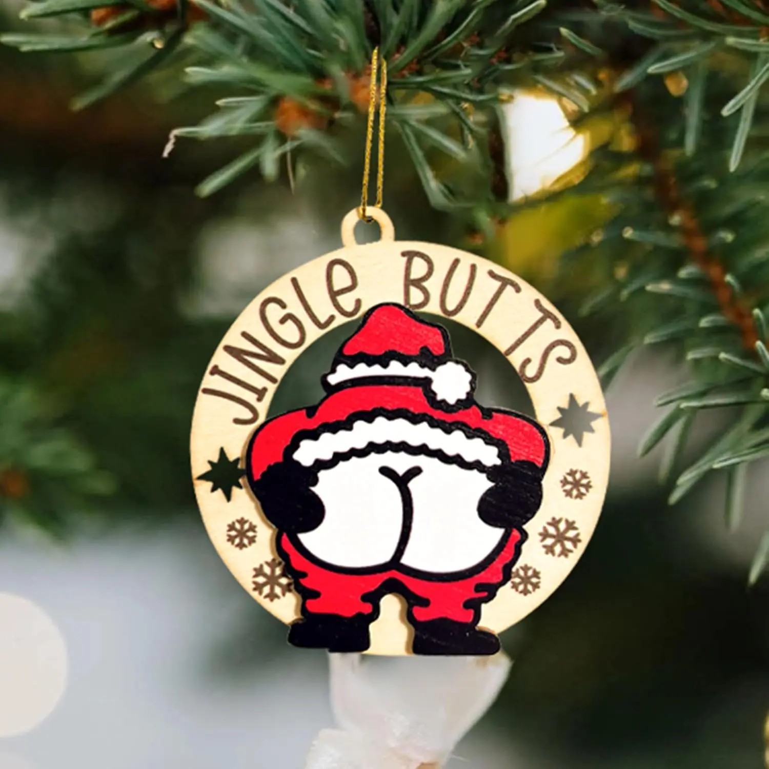 Funny Christmas Ornaments 2025 - White Elephant Gifts for Adults, Wooden Christmas Tree  Ornament, Naughty Ugly Ornaments for Adults, Funny Stocking Stuffers Christmas Party Decorations